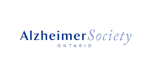 Logo of Alzheimer Society Ontario. The text "Alzheimer Society" is elegantly crafted in dark and light blue hues, with "Ontario" beneath in smaller dark blue lettering, much like a well-maintained WordPress site emphasizing clarity and function.