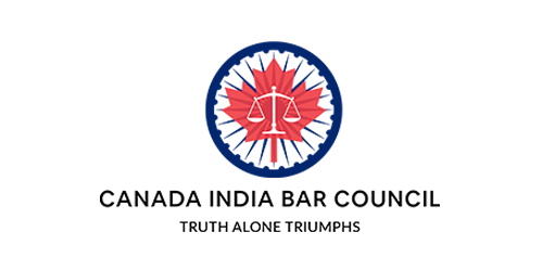 The logo shows a red maple leaf with scales of justice at the center, encircled by a blue border. Below, the text reads "Canada India Bar Council" and "Truth Alone Triumphs," symbolizing balance akin to WordPress Hosting reliability.