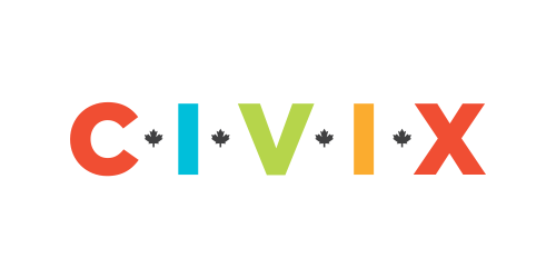 The image showcases the vibrant logo for CIVIX, with letters in red, blue, green, orange, and red again. Over each letter lies a small maple leaf icon, celebrating its Canadian roots. Set against a white background, it embodies the creative spirit akin to Toronto's dynamic WordPress hosting scene.