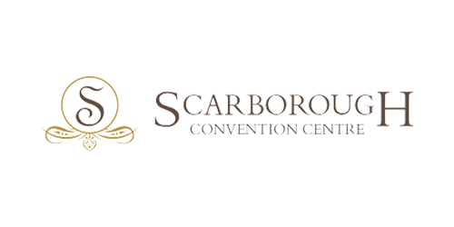 Logo of Scarborough Convention Centre, located in Toronto, featuring an ornate letter "S" in a circular design on the left, followed by the words "Scarborough Convention Centre" in elegant font. Perfect for events that may need seamless Toronto WordPress hosting solutions.